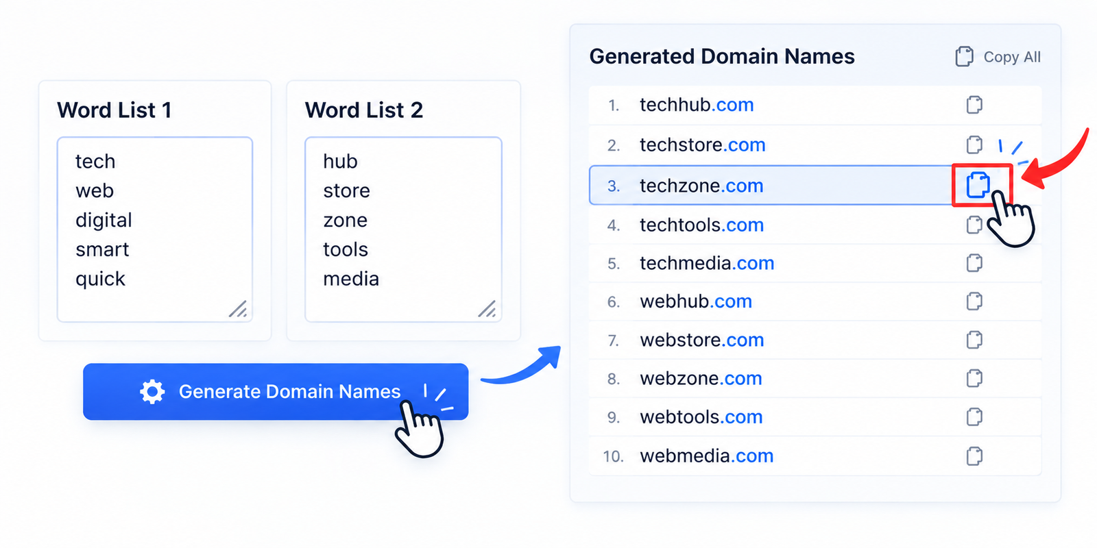 Exploring generated domain name ideas
